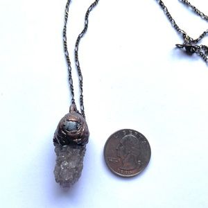 Copper Spirit Quartz & Snowflake Obsidian crystal necklace